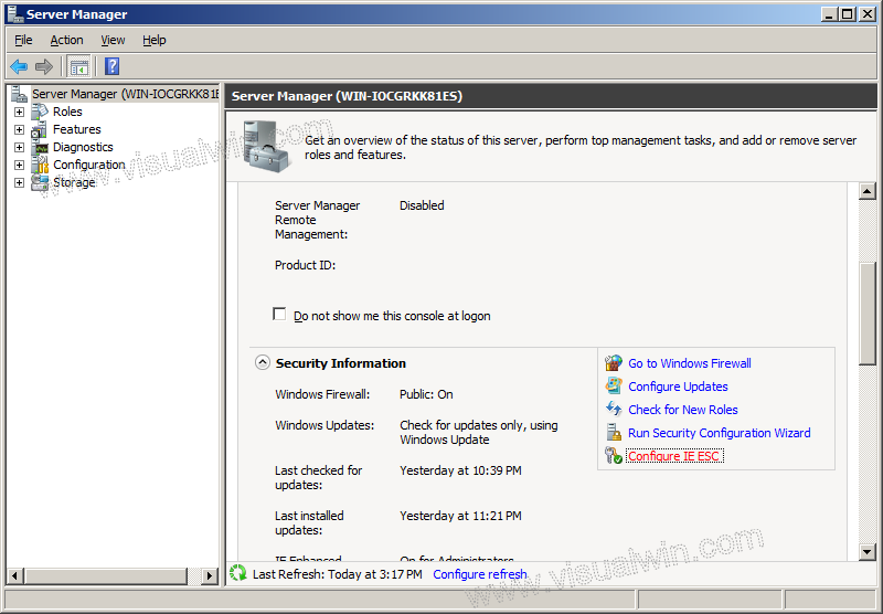 Disabling Internet Explorer Enhanced Security Configuration - Windows Server 2008